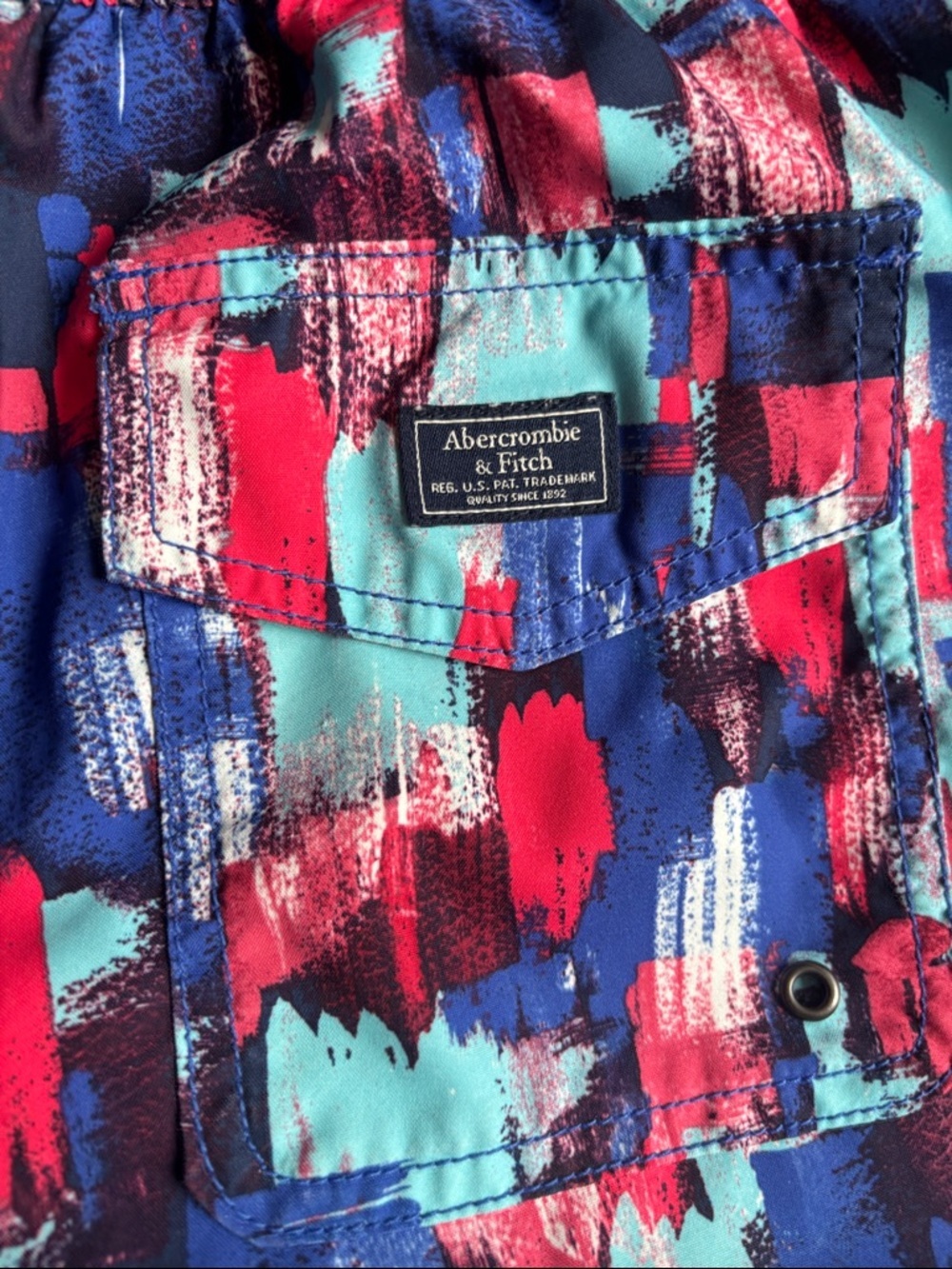 Abercrombie & Fitch | Beach Board Shorts Swim Trunks in Blue, Red, Teal XS - Picture 11 of 11